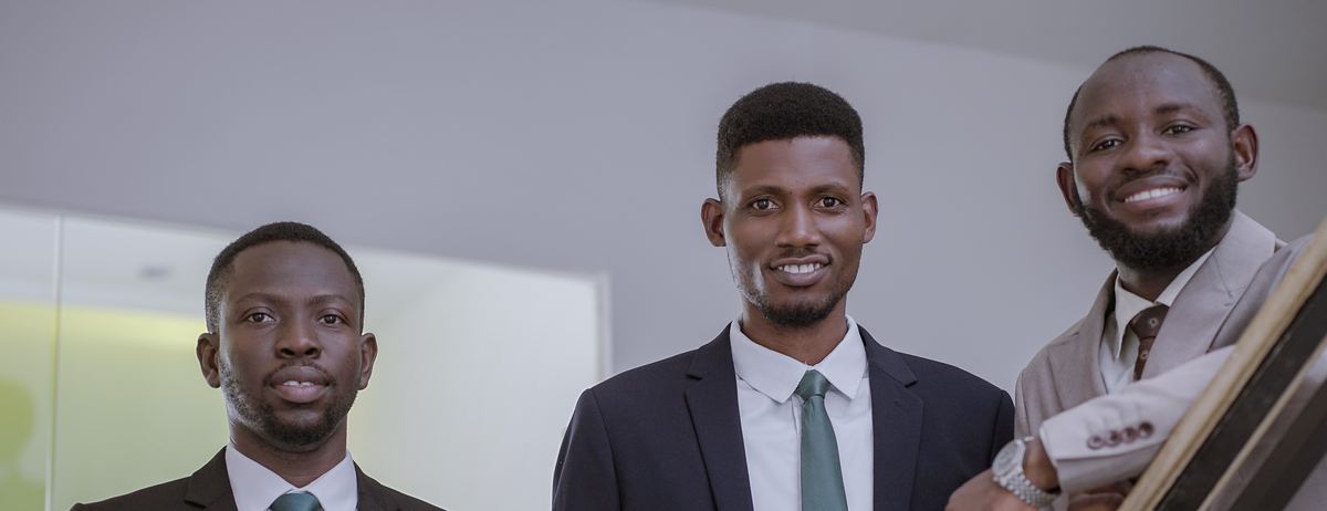 Colleagues on the staircase at the firm&rsquo;s Airport West office in Accra